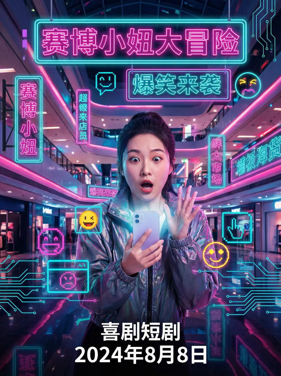 小人书下载 搞笑喜剧短剧 - 赛博小妞大冒险海报